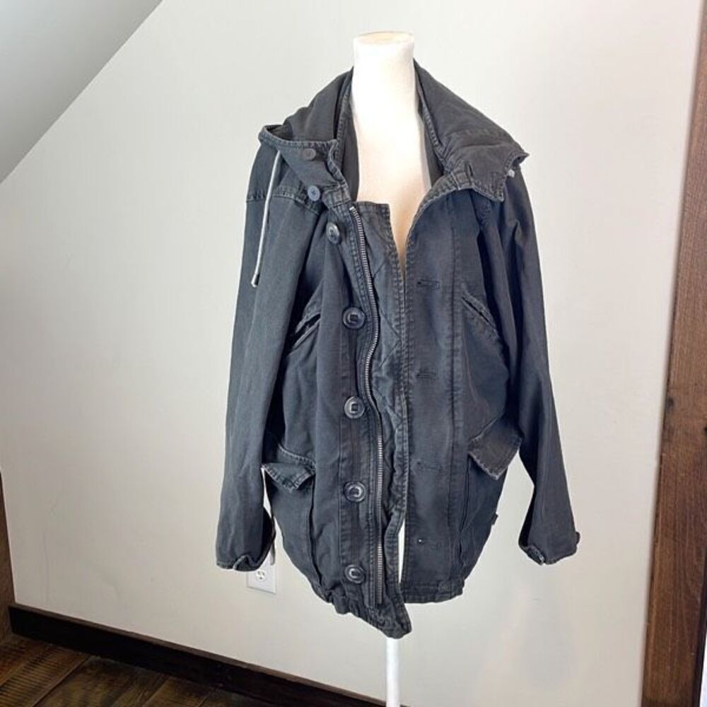 Free People Not Your Brothers Surplus Boho Military Jacket size XS Gray - Picture 3 of 14